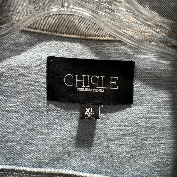 Chiqle premium denim distressed Jean jacket - Picture 2 of 3